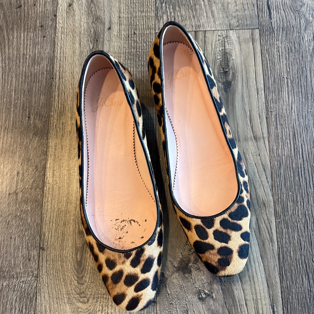 J. Crew Kate Pumps in Calf Hair Leopard Print Block Heel size 6 women’s - Picture 7 of 9